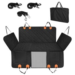 1Pc Dog Car Seat Cover For Back Seat Waterproof Oxford Cloth Seat Cover Hammock Non-Slip Scratchproof Back Seat Extender With Side Flap Mesh Wind (Option: Black)