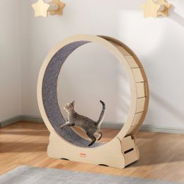 Wooden Cat Exercise Wheel 52' Large Cat Treadmill Wheel For Indoor Cats (Option: Natural)