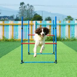 Dog Agility Training Equipment 7 PCS Set W/ Hurdles 2 Tunnels Jump Ring (Option: Blue)