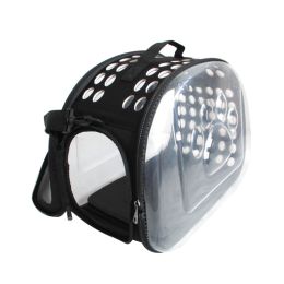 Pet Carrier; Foldable Portable Soft Side; Handbag for pets; Transparent Capsule Pocket Design; for cat Carrier; Dog Carrier; Rabbit Carrier; Suit (colour: Small black)