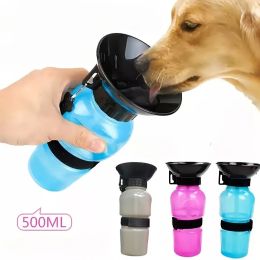 1pc Dog Water Bottle; Plastic Dog & Cat Water Bottle Mug 500ml For Outdoor Travel (Color: Pink)