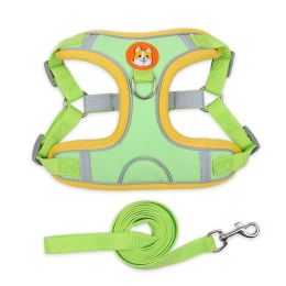 dog Harnesses and dog leash set; Pet Chest Strap Vest Dog Strap Small Dog Rope Wholesale Reflective Dog Towing Rope (colour: Green, Specification (L * W): L)