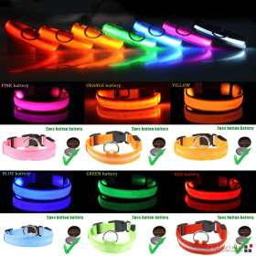LED Adjustable Dog Collar Blinking Flashing Light Up Glow Pets Safety Waterproof (Color: Green, size: XL)